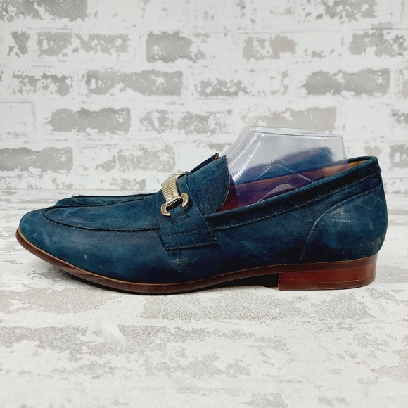 New Aldo Blue Leather Slip On Almond Toe Men\'s Loafers i981 main image 7
